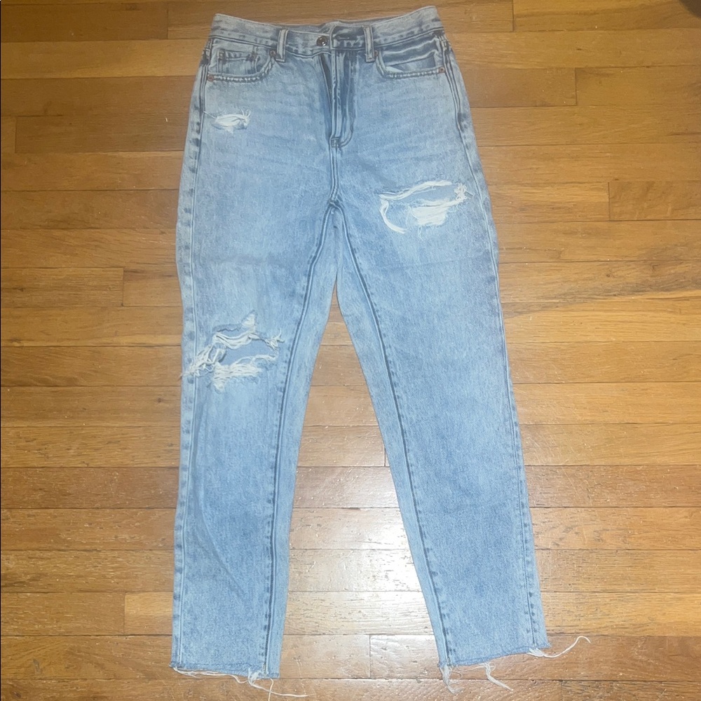 American Eagle Outfitters Light Blue Distressed Ankle Jeans